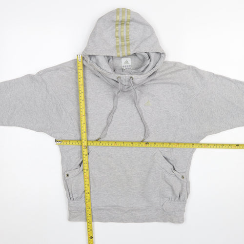 Adidas Womens Grey Hoodie Size 10 Pullover Drawstring Hooded Sweatshirt