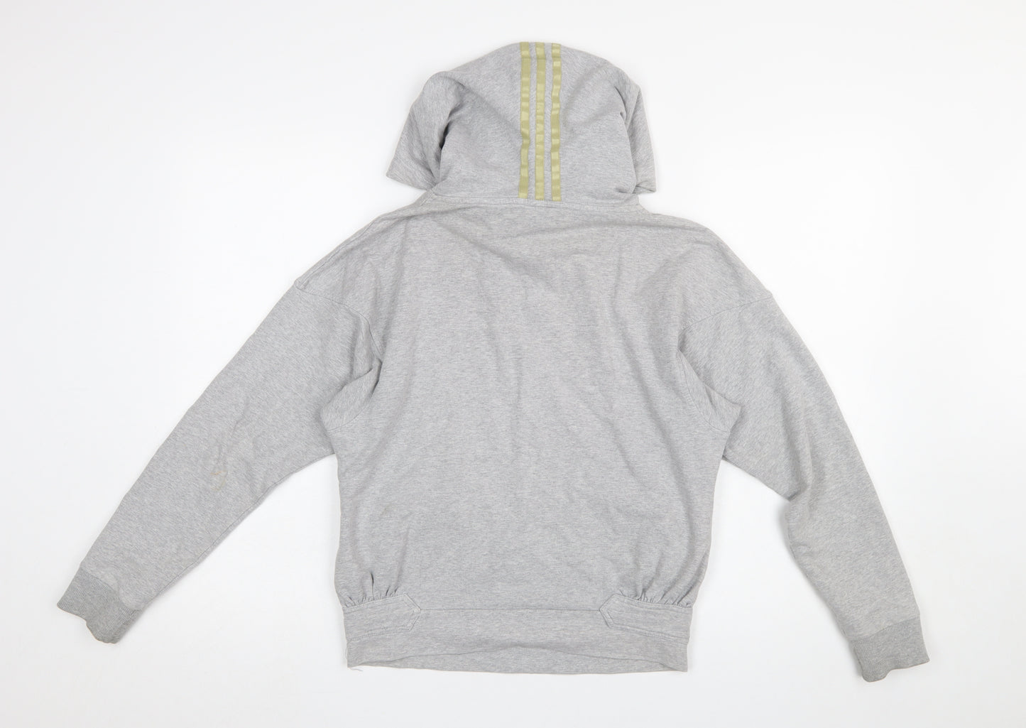 Adidas Womens Grey Hoodie Size 10 Pullover Drawstring Hooded Sweatshirt