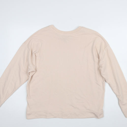 New Look Women's Beige LOVE Sweatshirt Small Long Sleeve Cotton Blend