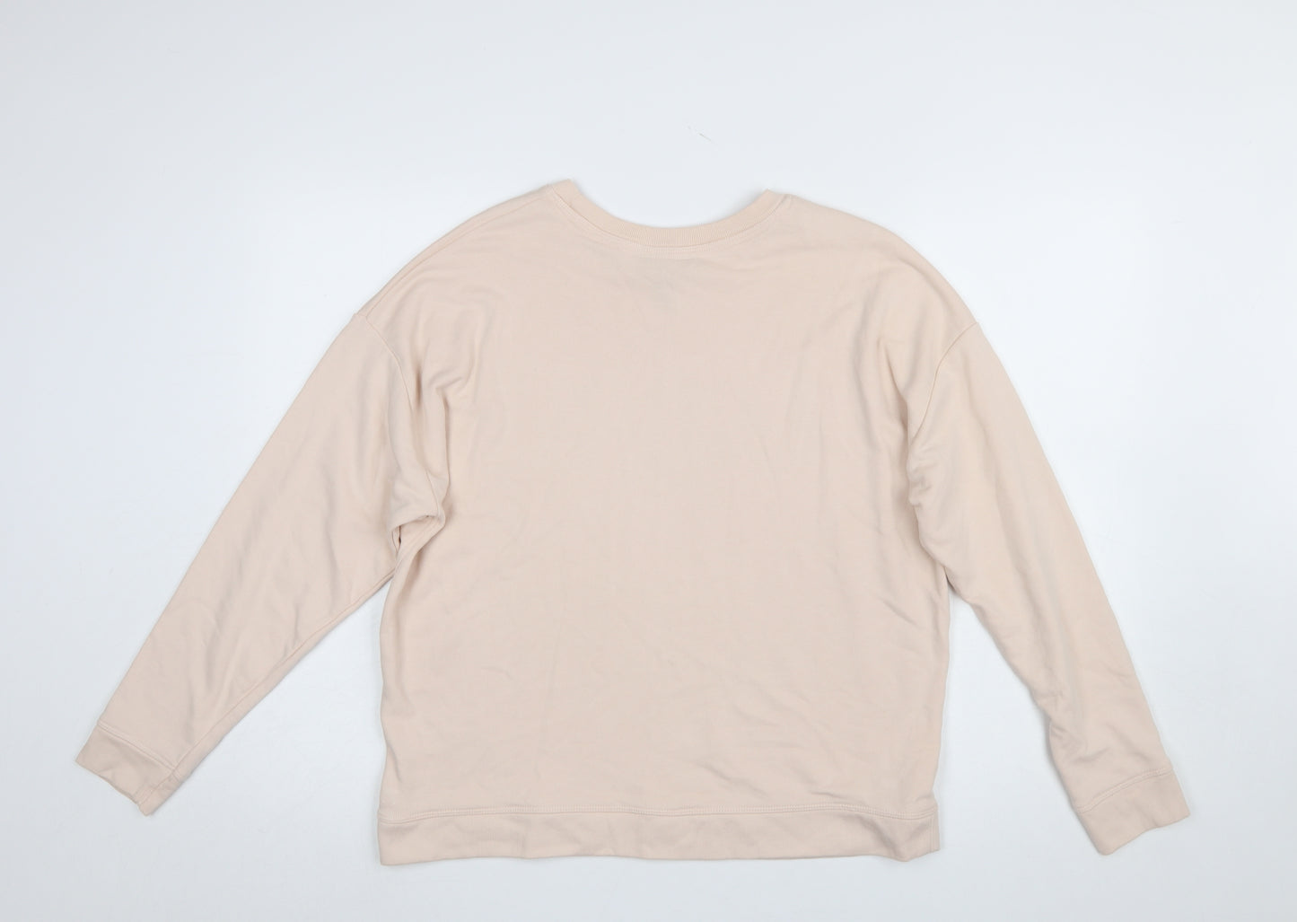 New Look Women's Beige LOVE Sweatshirt Small Long Sleeve Cotton Blend