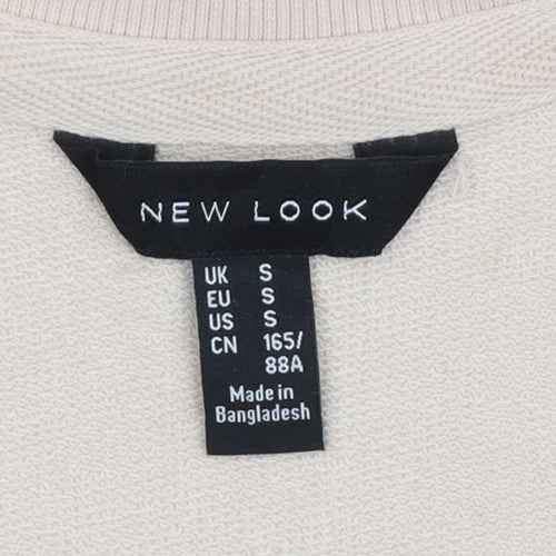 New Look Women's Beige LOVE Sweatshirt Small Long Sleeve Cotton Blend
