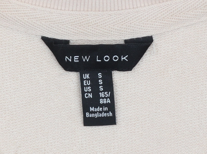New Look Women's Beige LOVE Sweatshirt Small Long Sleeve Cotton Blend