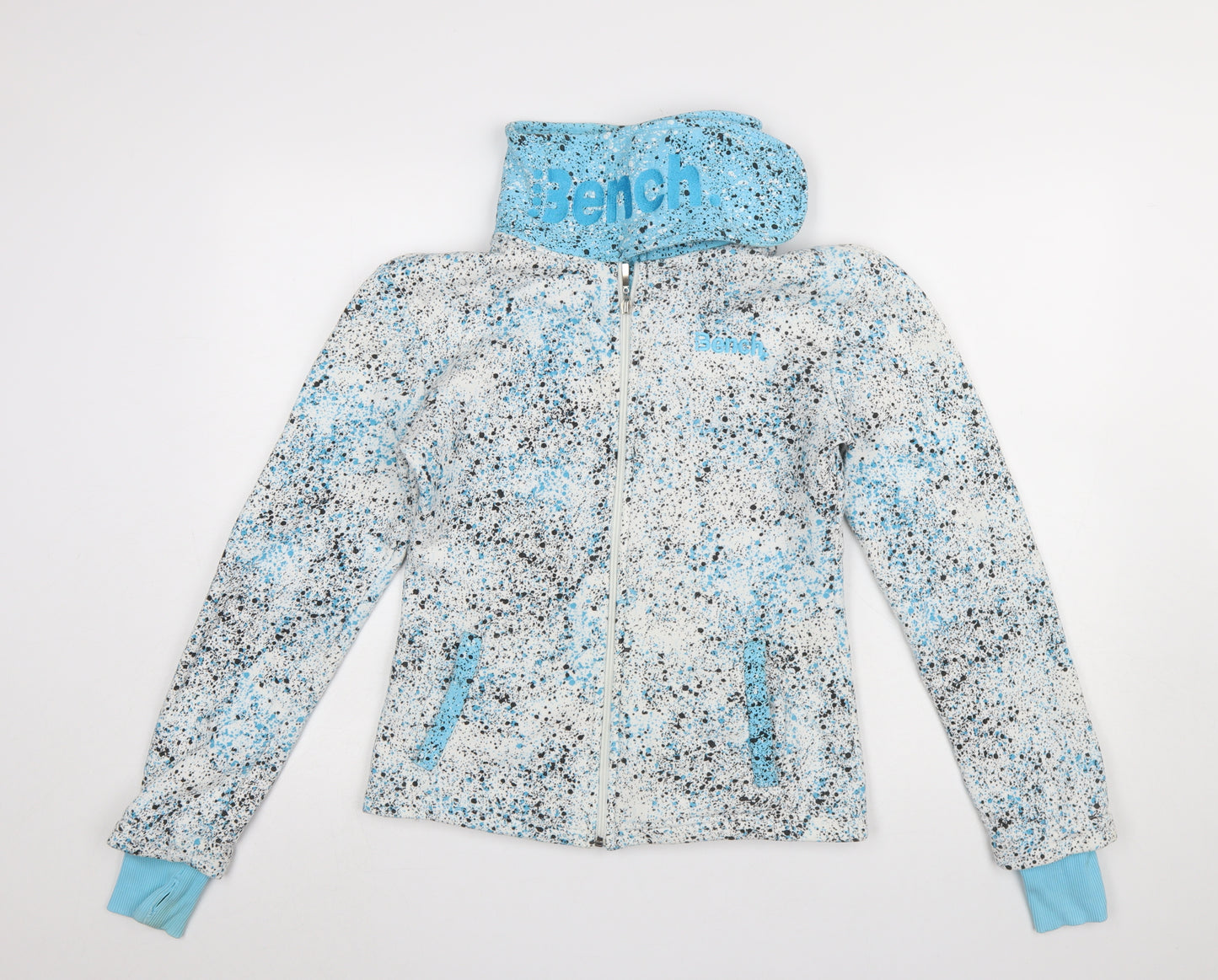 Bench Women Blue White Full Zip Hoodie Jacket Size S