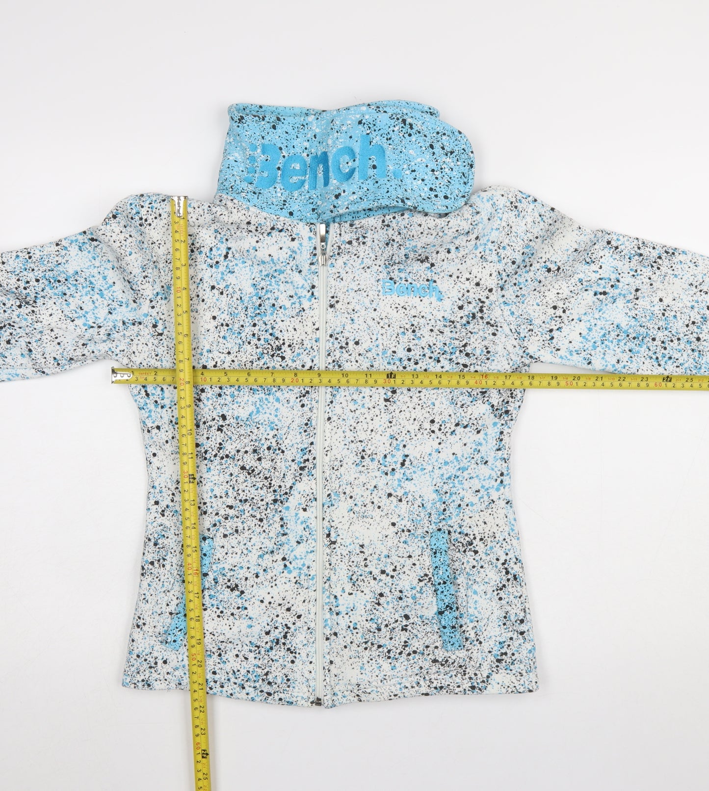 Bench Women Blue White Full Zip Hoodie Jacket Size S