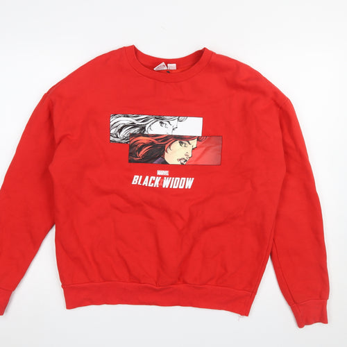 Primark Marvel Black Widow Red Sweatshirt Women's UK 12/14 Cotton Blend