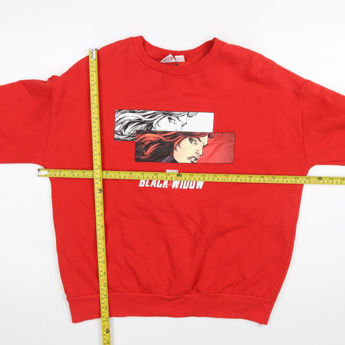 Primark Marvel Black Widow Red Sweatshirt Women's UK 12/14 Cotton Blend