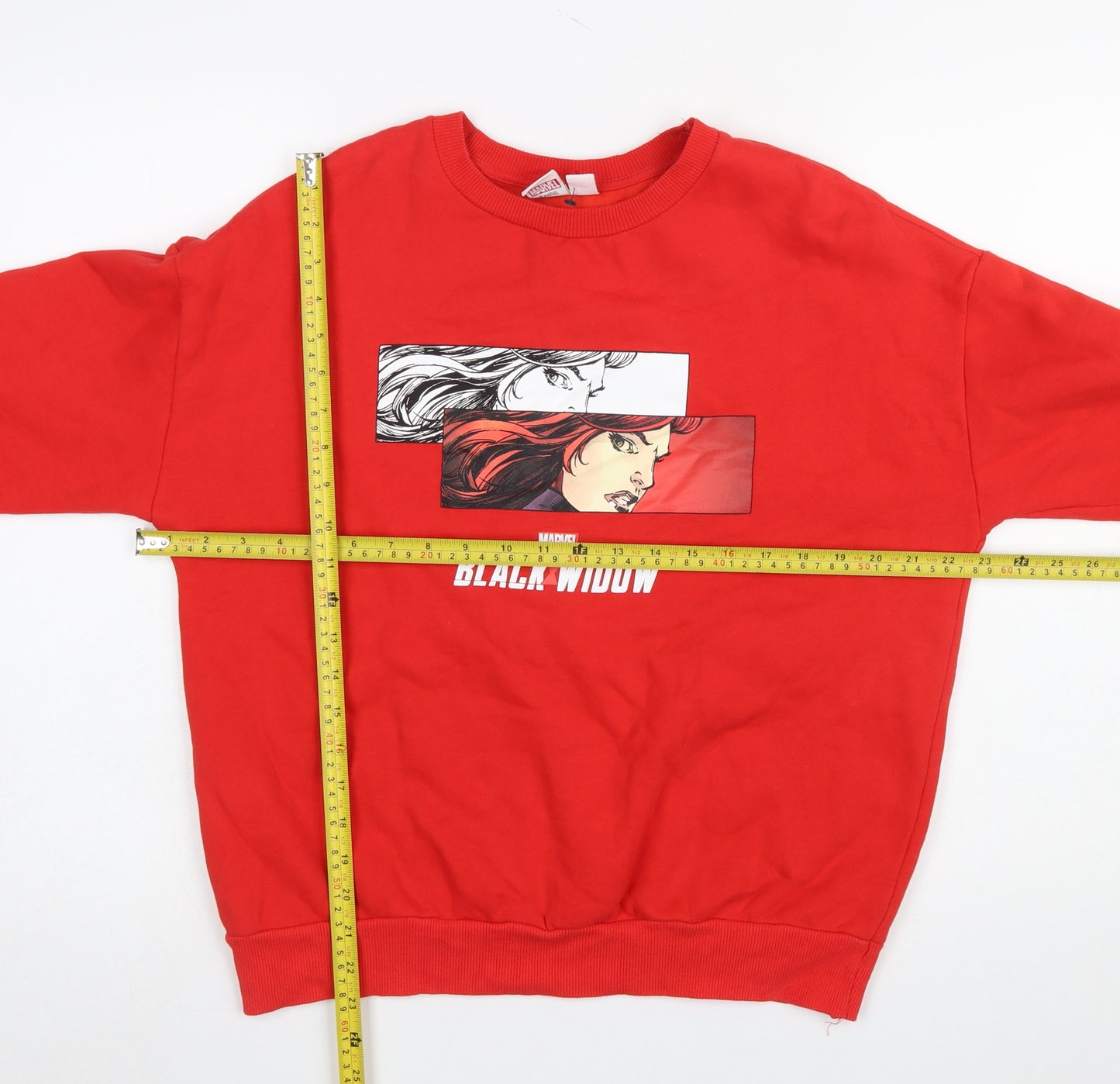 Primark Marvel Black Widow Red Sweatshirt Women's UK 12/14 Cotton Blend