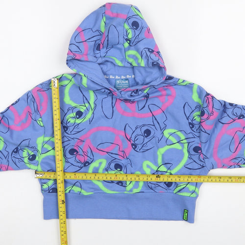 Primark Disney Stitch Blue Girls Pullover Hoodie 8-9 Years Fleece
