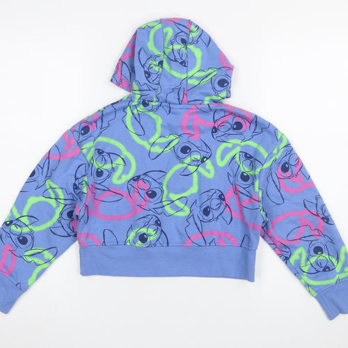 Primark Disney Stitch Blue Girls Pullover Hoodie 8-9 Years Fleece