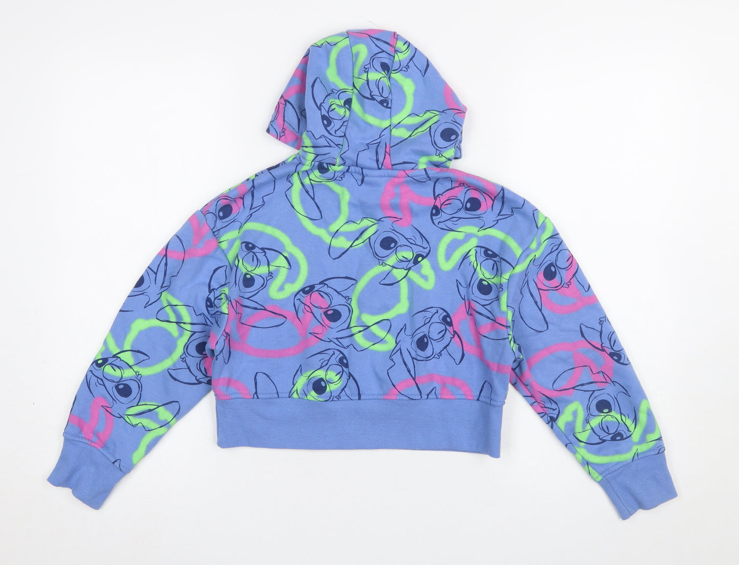Primark Disney Stitch Blue Girls Pullover Hoodie 8-9 Years Fleece