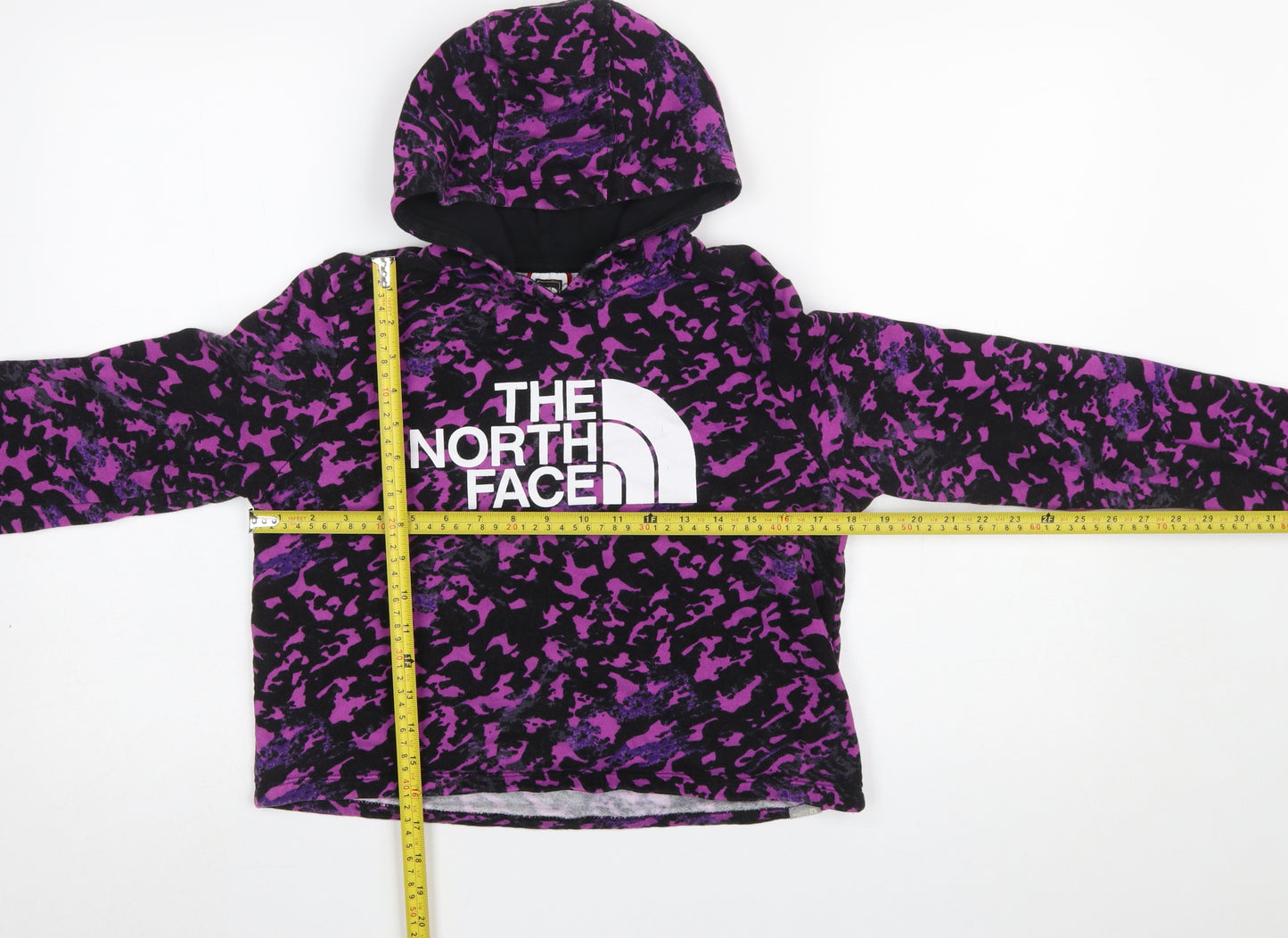 The North Face Girls Purple Camouflage Pullover Hoodie L Youth