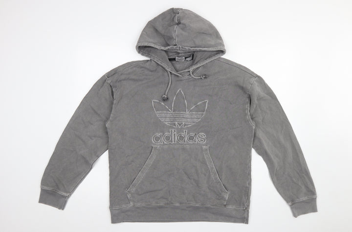 Adidas Women Grey Pullover Hoodie Size 8 Cotton Blend Vintage Logo