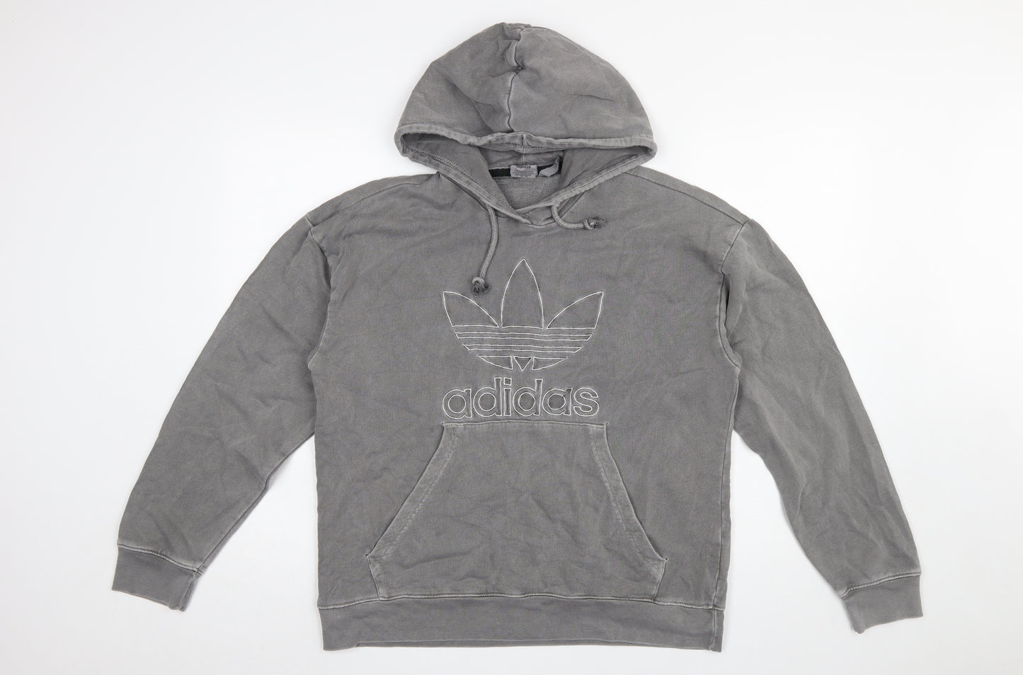 Adidas Women Grey Pullover Hoodie Size 8 Cotton Blend Vintage Logo