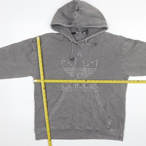 Adidas Women Grey Pullover Hoodie Size 8 Cotton Blend Vintage Logo