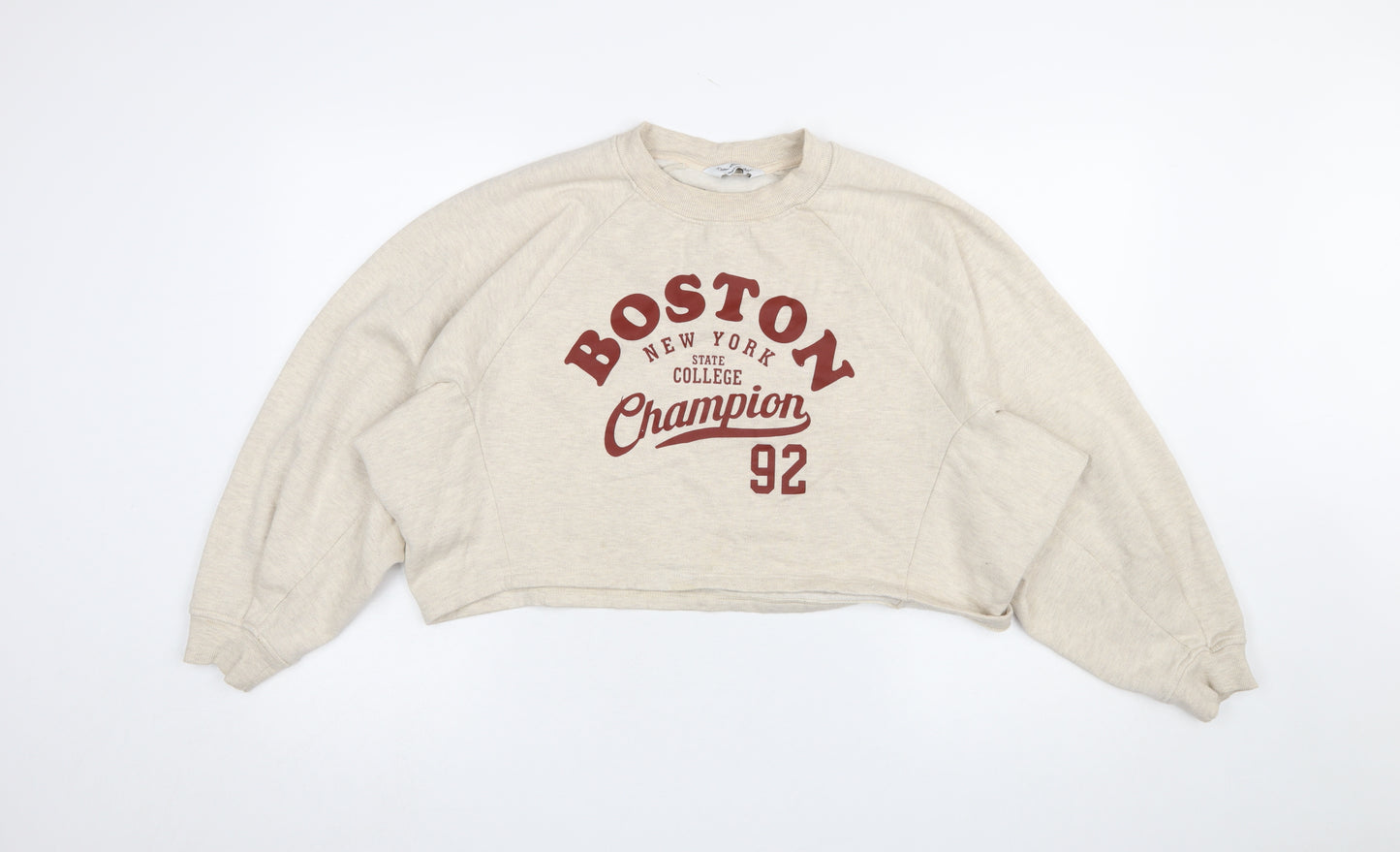 Miss Selfridge Womens Beige Boston Print Pullover Sweatshirt UK 12
