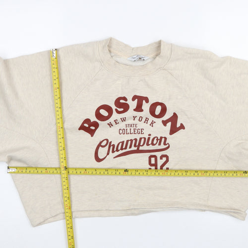 Miss Selfridge Womens Beige Boston Print Pullover Sweatshirt UK 12