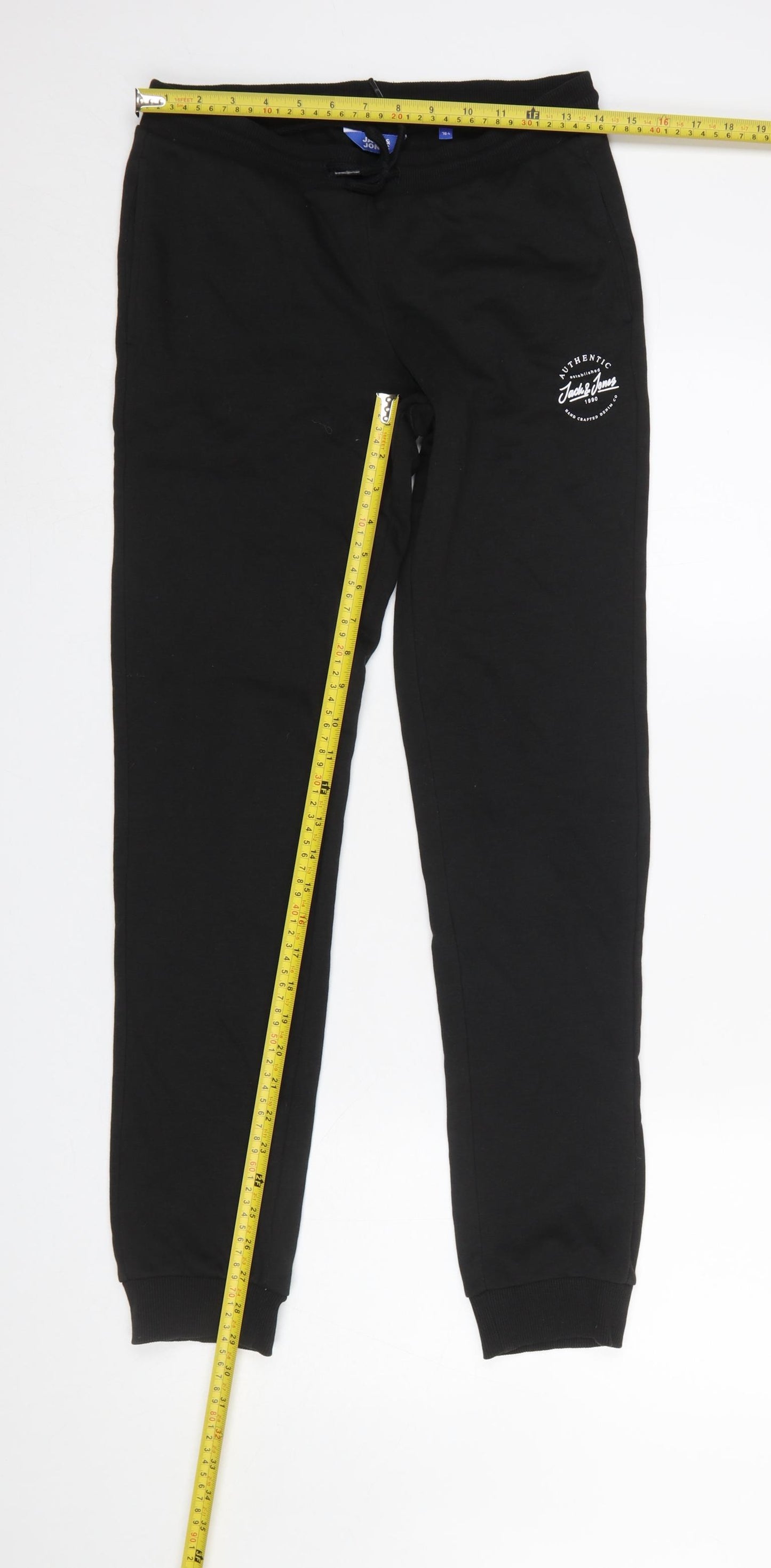 Jack & Jones Boys Black Jogger Trousers Size 164 Cotton Blend Fleece