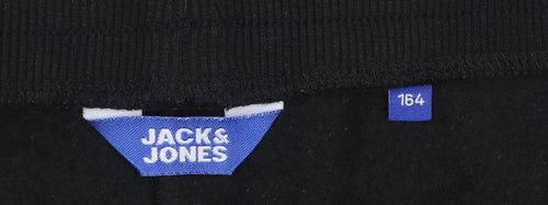 Jack & Jones Boys Black Jogger Trousers Size 164 Cotton Blend Fleece