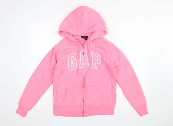 GAP Girls Pink Full Zip Hoodie Size S Logo Graphic Cotton Blend