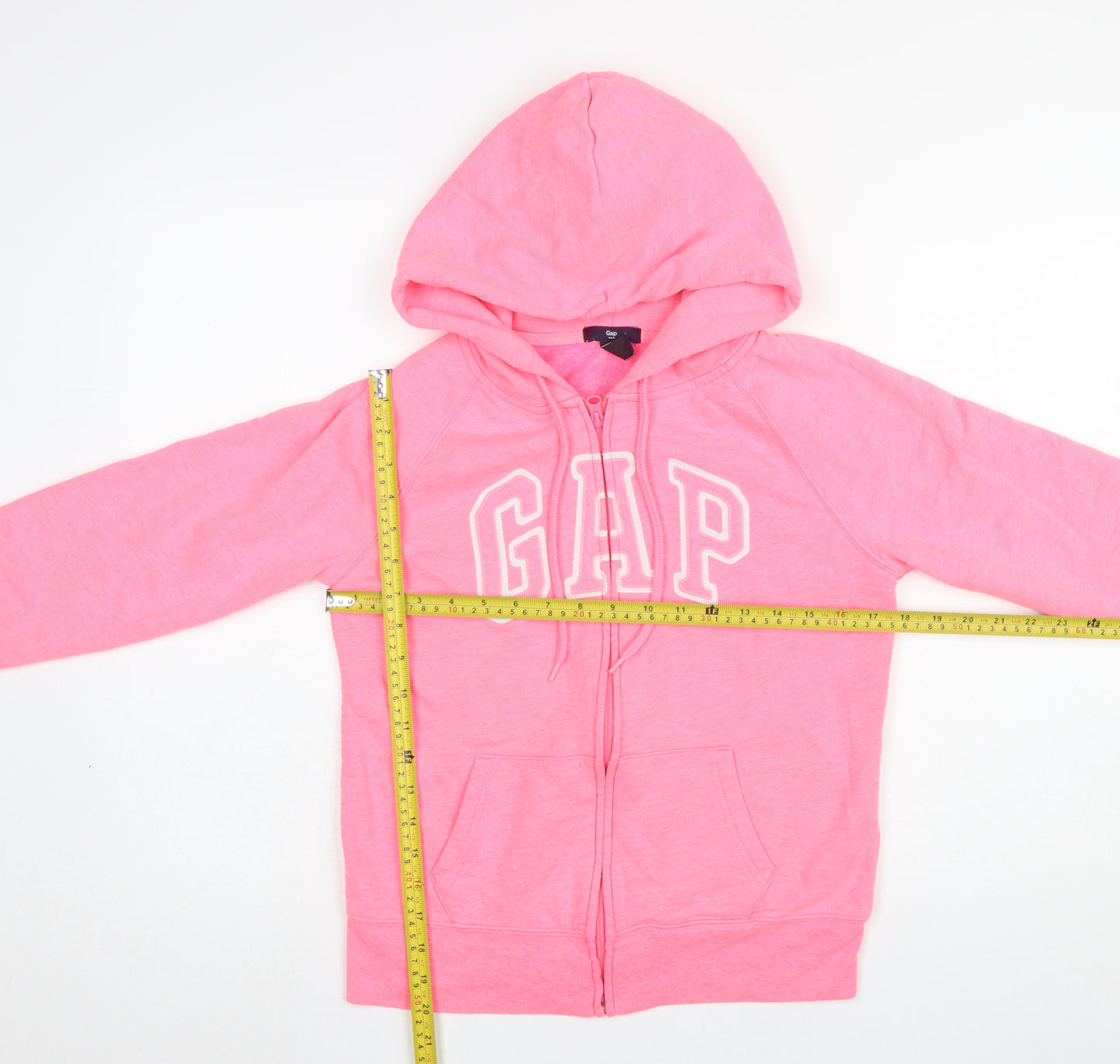 GAP Girls Pink Full Zip Hoodie Size S Logo Graphic Cotton Blend