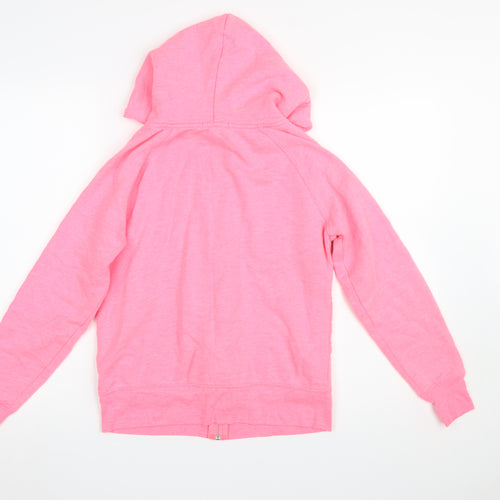 GAP Girls Pink Full Zip Hoodie Size S Logo Graphic Cotton Blend