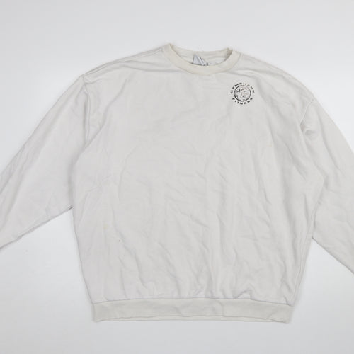 Gymshark Men White Small Pullover Sweatshirt Logo Fitness Top