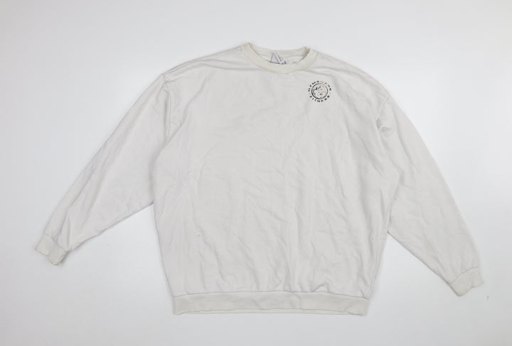 Gymshark Men White Small Pullover Sweatshirt Logo Fitness Top
