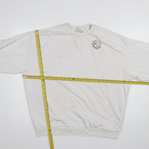 Gymshark Men White Small Pullover Sweatshirt Logo Fitness Top