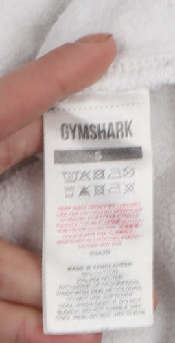 Gymshark Men White Small Pullover Sweatshirt Logo Fitness Top