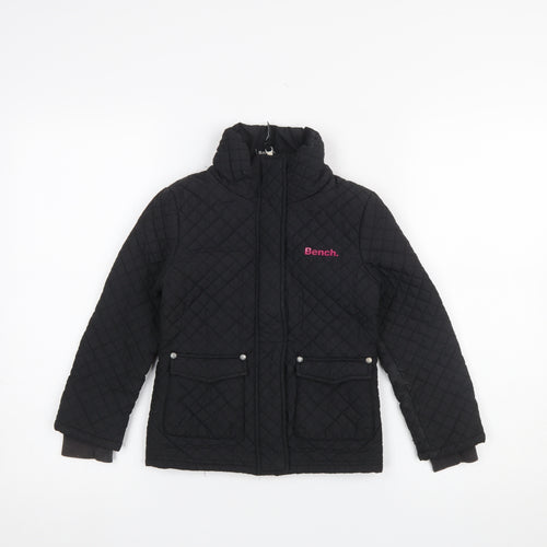 Bench Girls Black Quilted Mid-Length Jacket 5-6 Years Padded Winter Coat