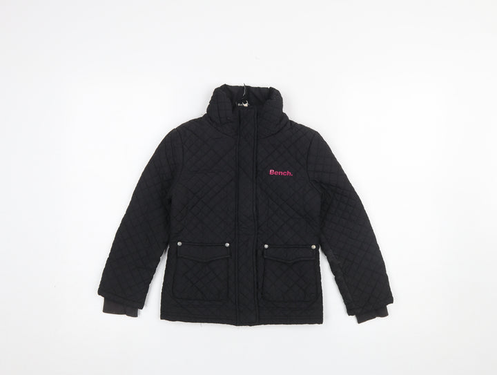 Bench Girls Black Quilted Mid-Length Jacket 5-6 Years Padded Winter Coat