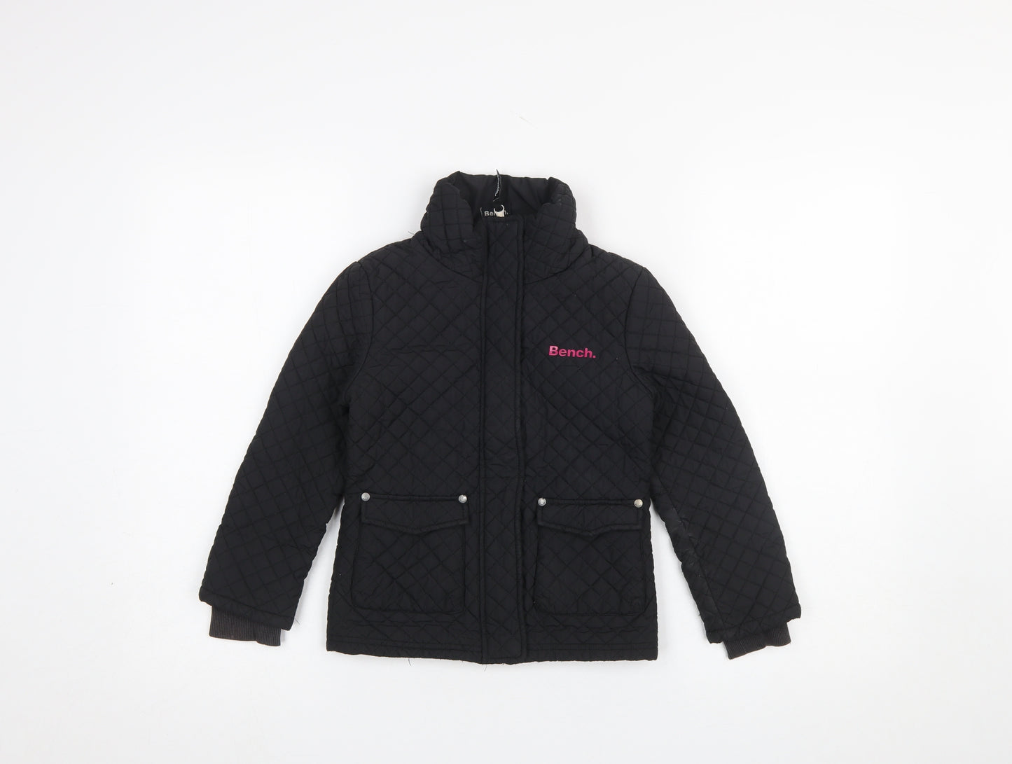 Bench Girls Black Quilted Mid-Length Jacket 5-6 Years Padded Winter Coat