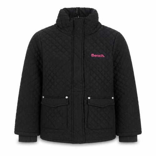 Bench Girls Black Quilted Mid-Length Jacket 5-6 Years Padded Winter Coat