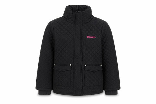 Bench Girls Black Quilted Mid-Length Jacket 5-6 Years Padded Winter Coat
