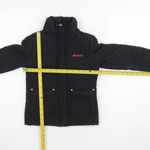 Bench Girls Black Quilted Mid-Length Jacket 5-6 Years Padded Winter Coat