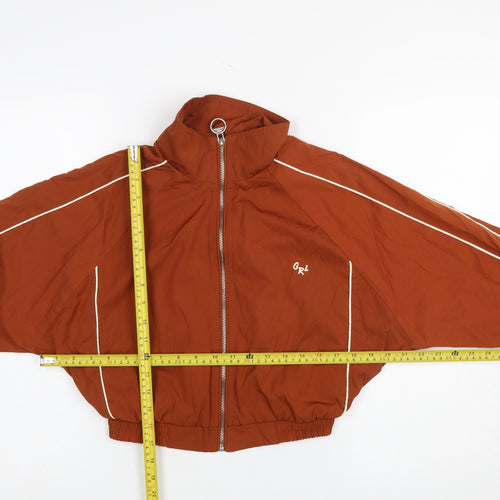Bershka Womens Brown Cropped Bomber Jacket XS Lightweight Zip Up