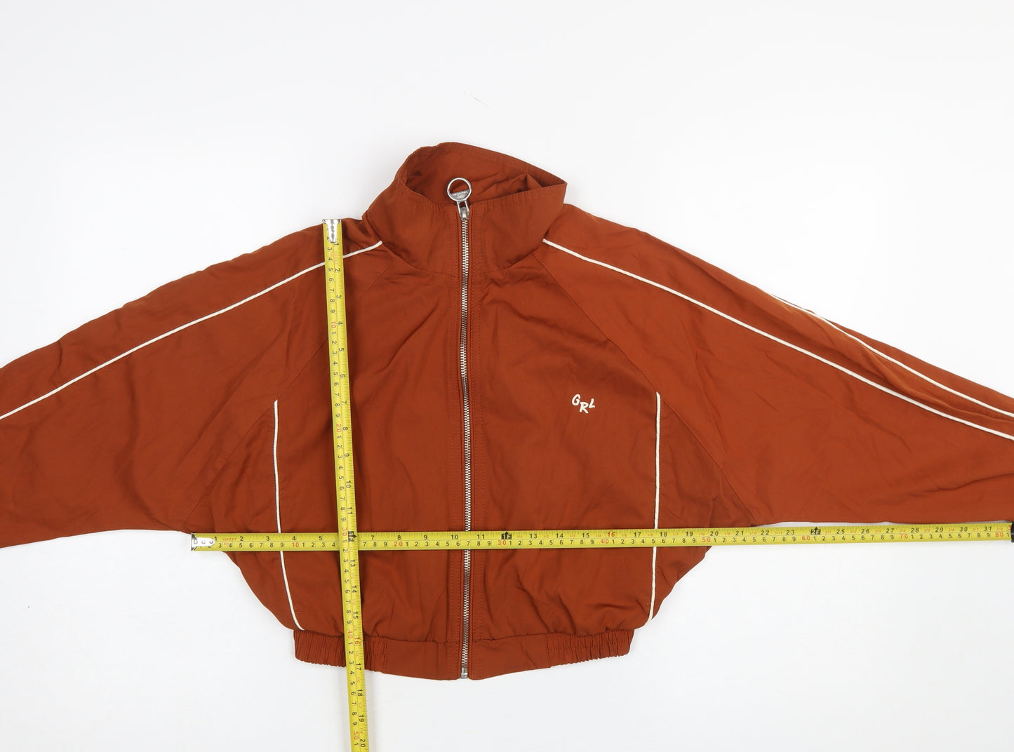 Bershka Womens Brown Cropped Bomber Jacket XS Lightweight Zip Up