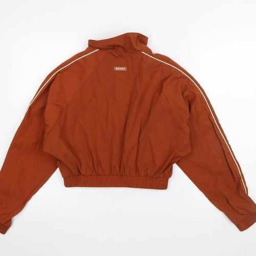 Bershka Womens Brown Cropped Bomber Jacket XS Lightweight Zip Up