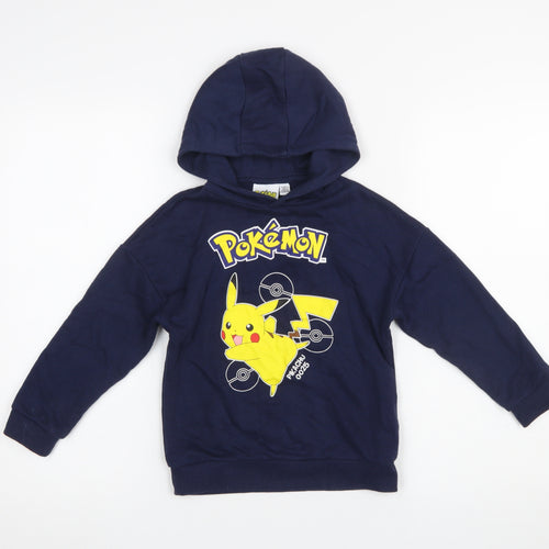 Primark Pokémon Boys Navy Hoodie 5-6 Years Pikachu Graphic Pullover