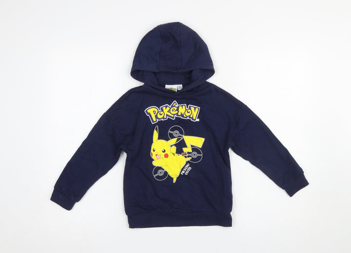Primark Pokémon Boys Navy Hoodie 5-6 Years Pikachu Graphic Pullover