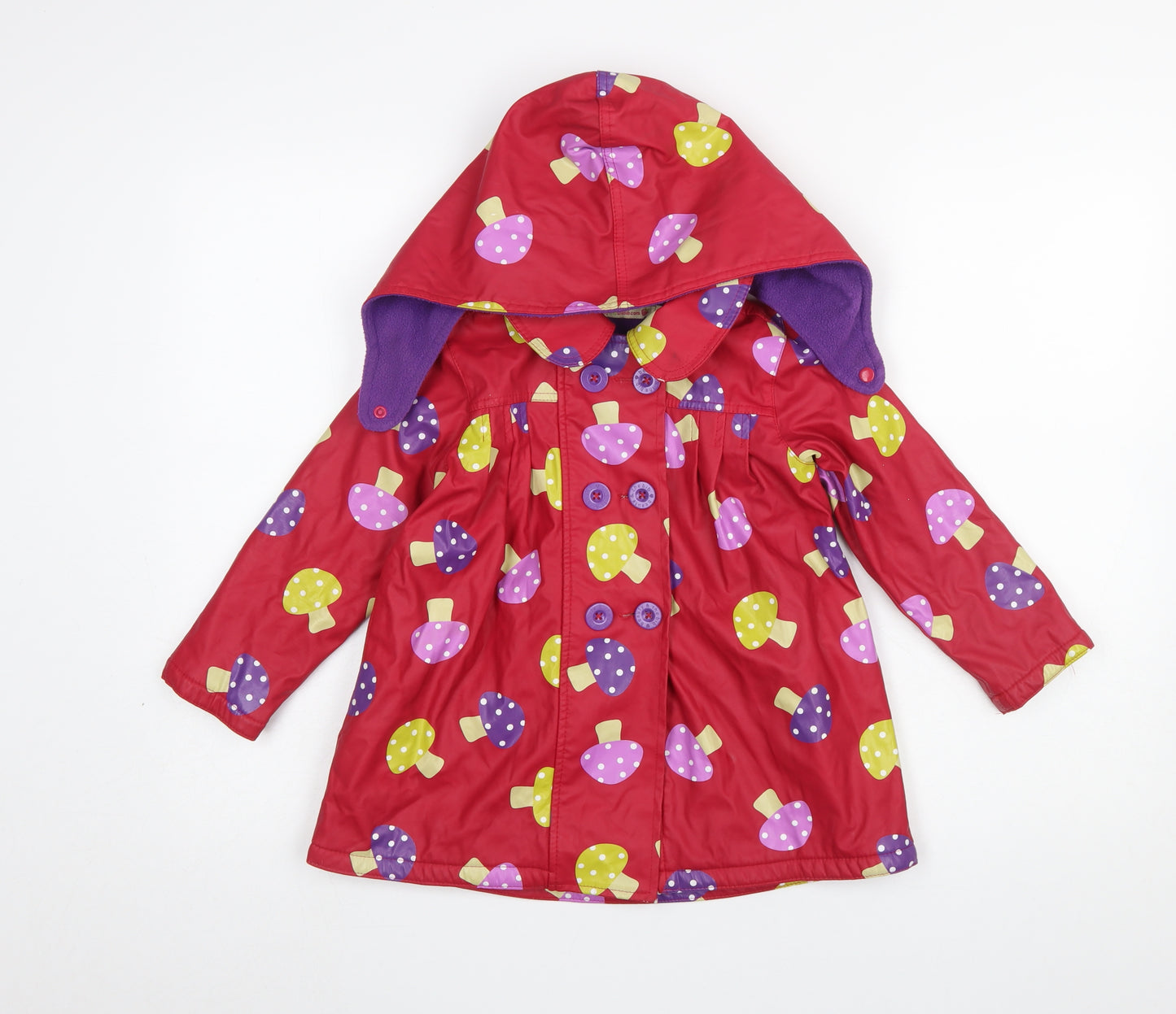 Beauty and the Bib Girls Red Mushroom Hooded Rain Coat 5-6 Years