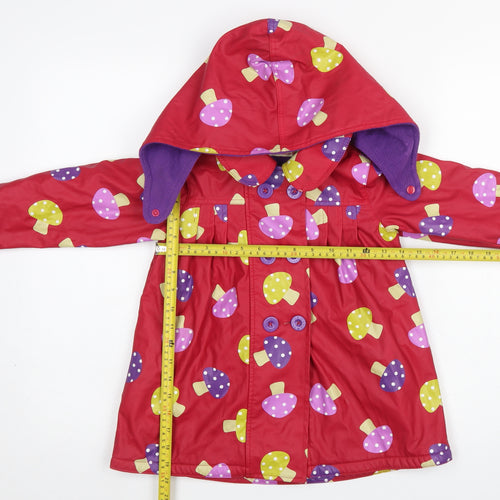 Beauty and the Bib Girls Red Mushroom Hooded Rain Coat 5-6 Years