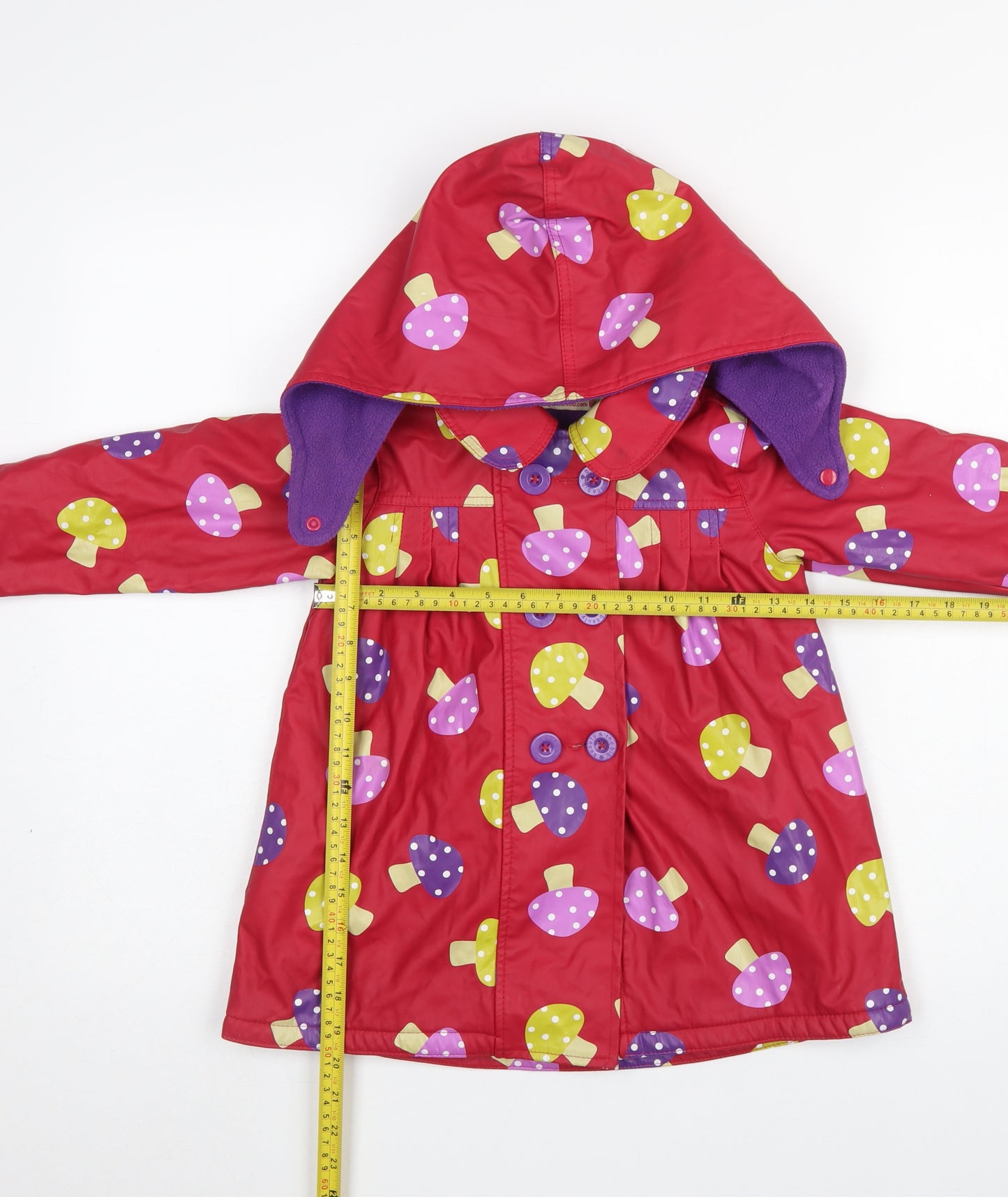 Beauty and the Bib Girls Red Mushroom Hooded Rain Coat 5-6 Years