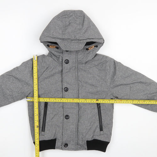 Next Boys Grey Hooded Puffer Jacket 4 Years Polyester Lined Winter Coat