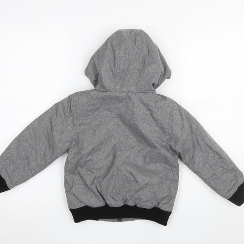 Next Boys Grey Hooded Puffer Jacket 4 Years Polyester Lined Winter Coat