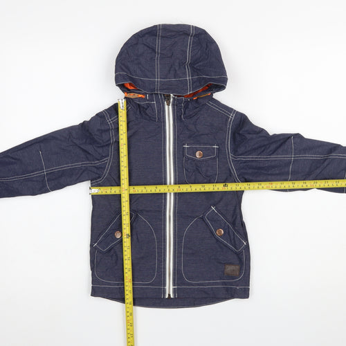 Next Boys Blue Hooded Windbreaker Jacket 4 Years Full Zip Lined Pockets