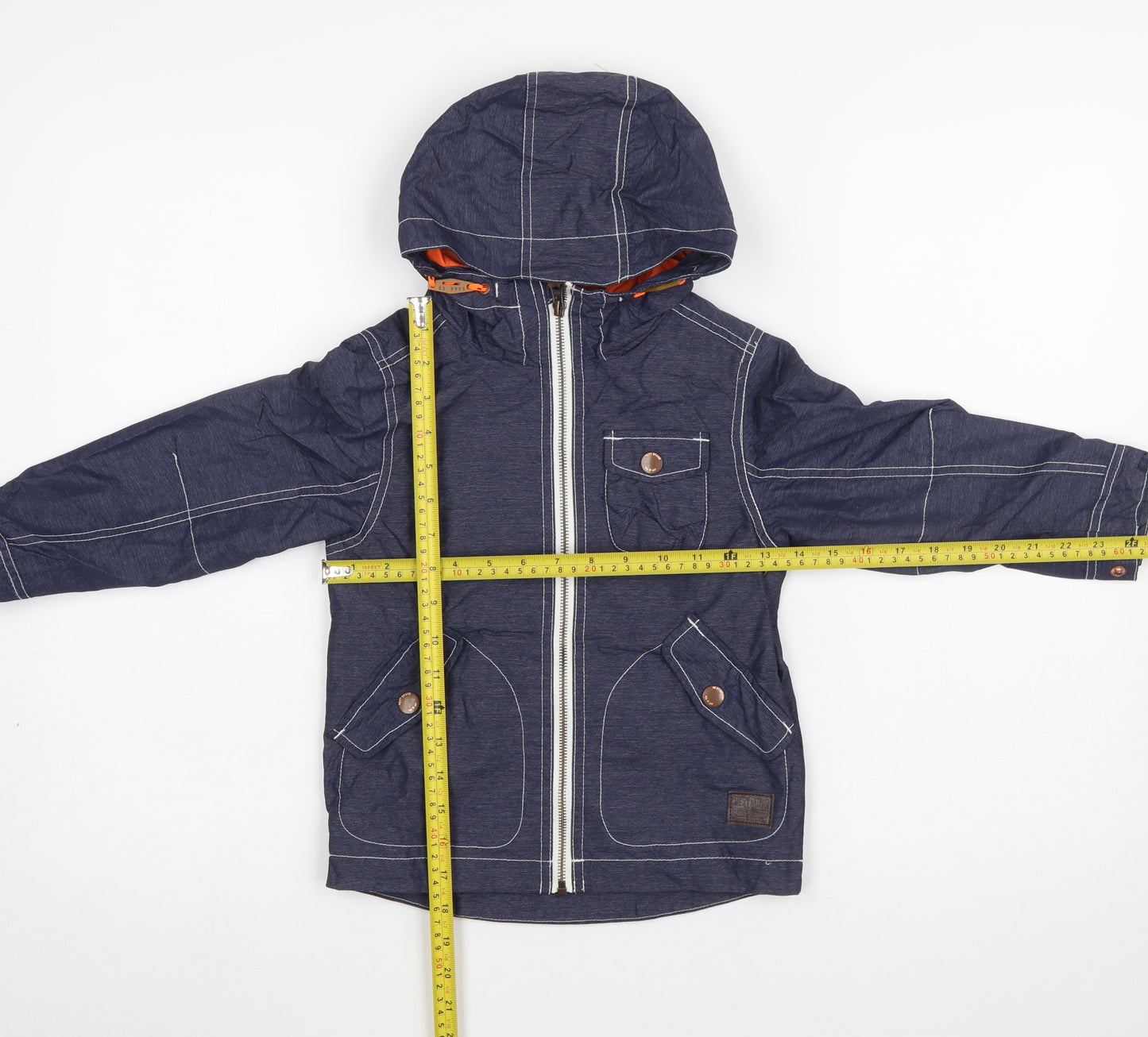 Next Boys Blue Hooded Windbreaker Jacket 4 Years Full Zip Lined Pockets