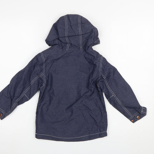 Next Boys Blue Hooded Windbreaker Jacket 4 Years Full Zip Lined Pockets