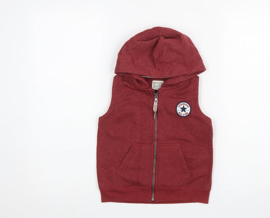 Converse Boys Red Sleeveless Full Zip Hoodie Vest 3-4 Years All Star Logo