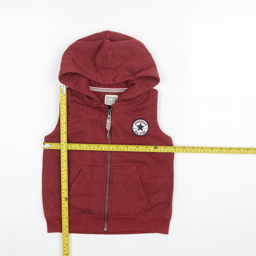 Converse Boys Red Sleeveless Full Zip Hoodie Vest 3-4 Years All Star Logo